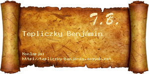 Tepliczky Benjámin névjegykártya